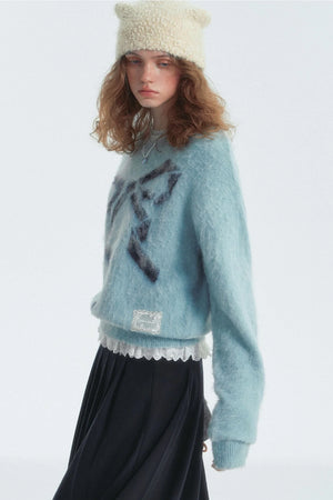 Leopard-Print Bow Crewneck Jumper