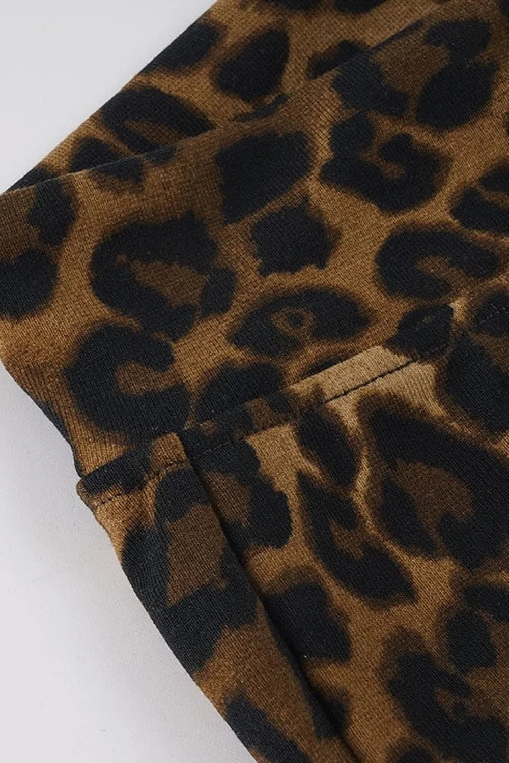 Leopard Print Drawstring Foldable Waist Flared Pants