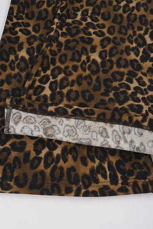 Leopard Print Drawstring Foldable Waist Flared Pants