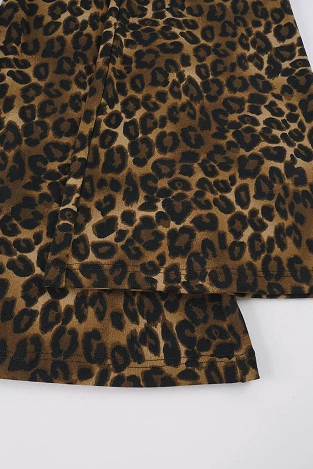 Leopard Print Drawstring Foldable Waist Flared Pants