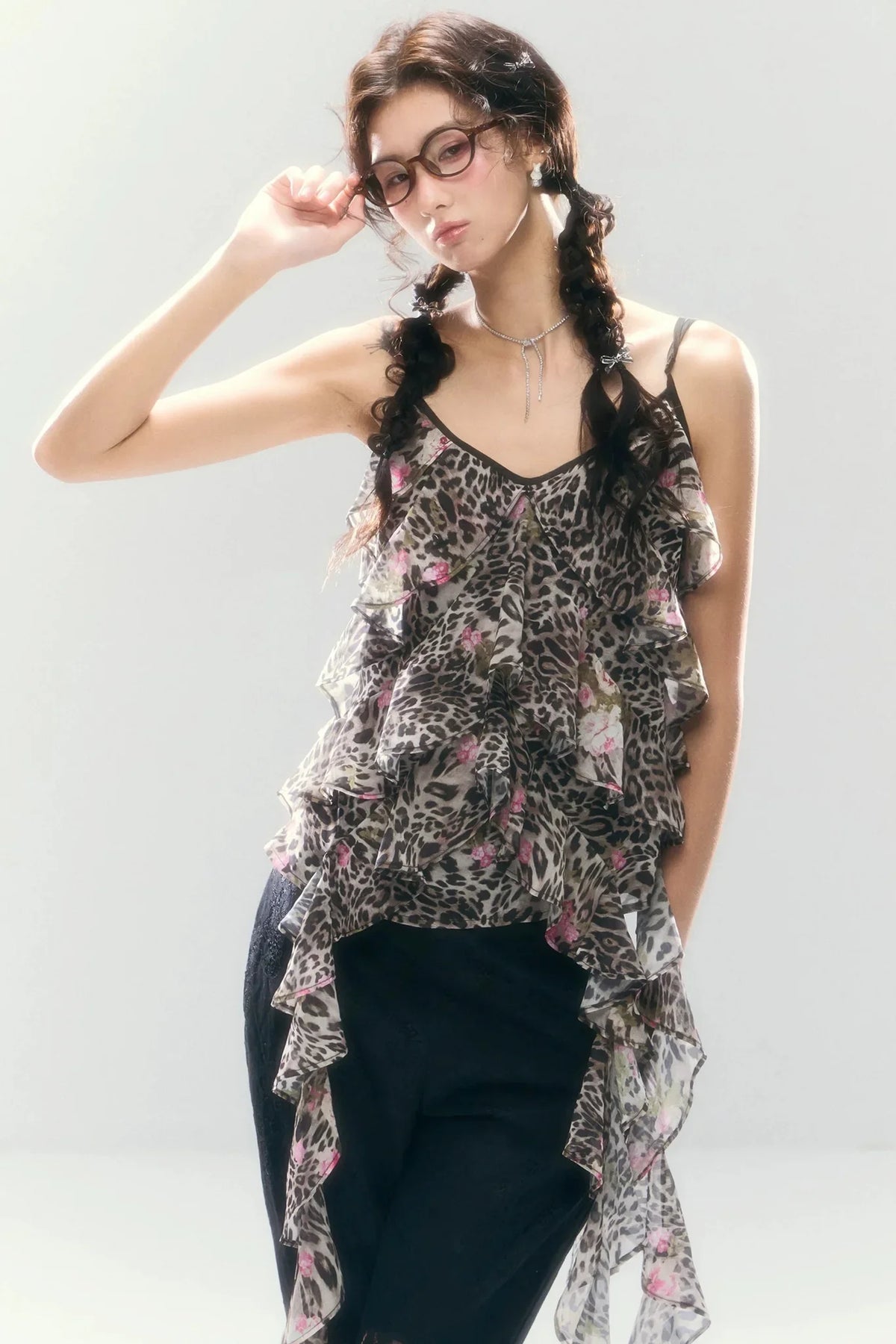 Leopard Print Irregular Chiffon Vest