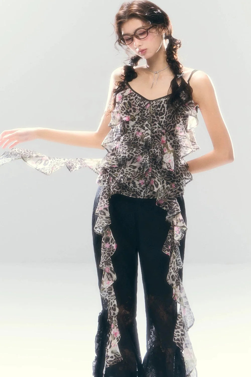 Leopard Print Irregular Chiffon Vest