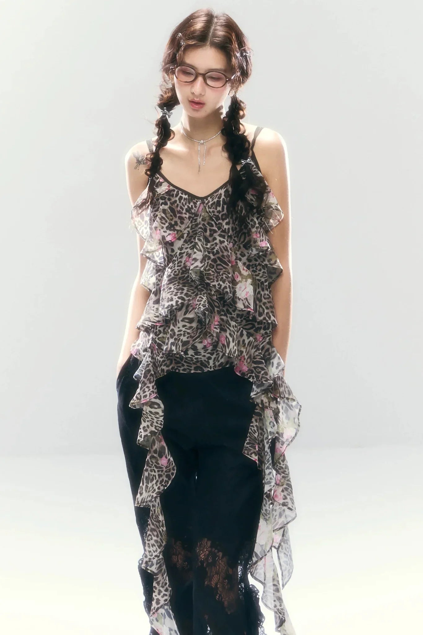 Leopard Print Irregular Chiffon Vest
