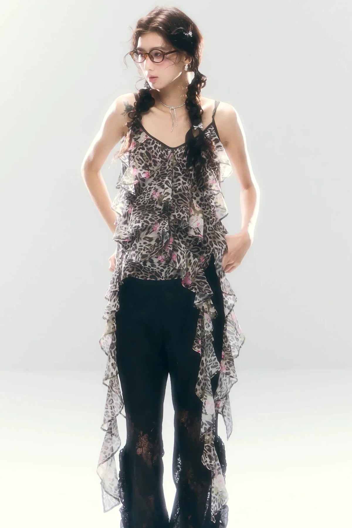 Leopard Print Irregular Chiffon Vest