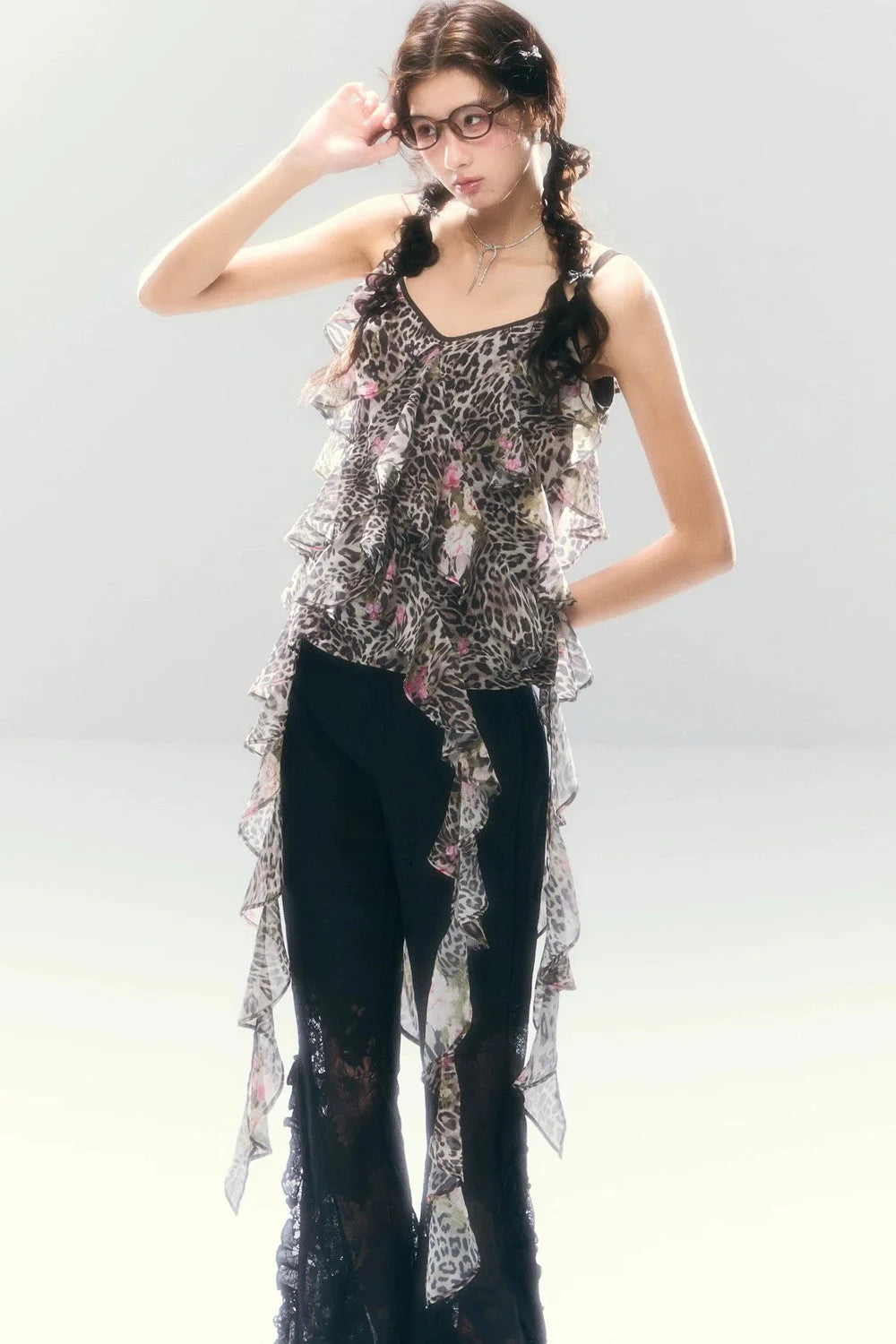 Leopard Print Irregular Chiffon Vest