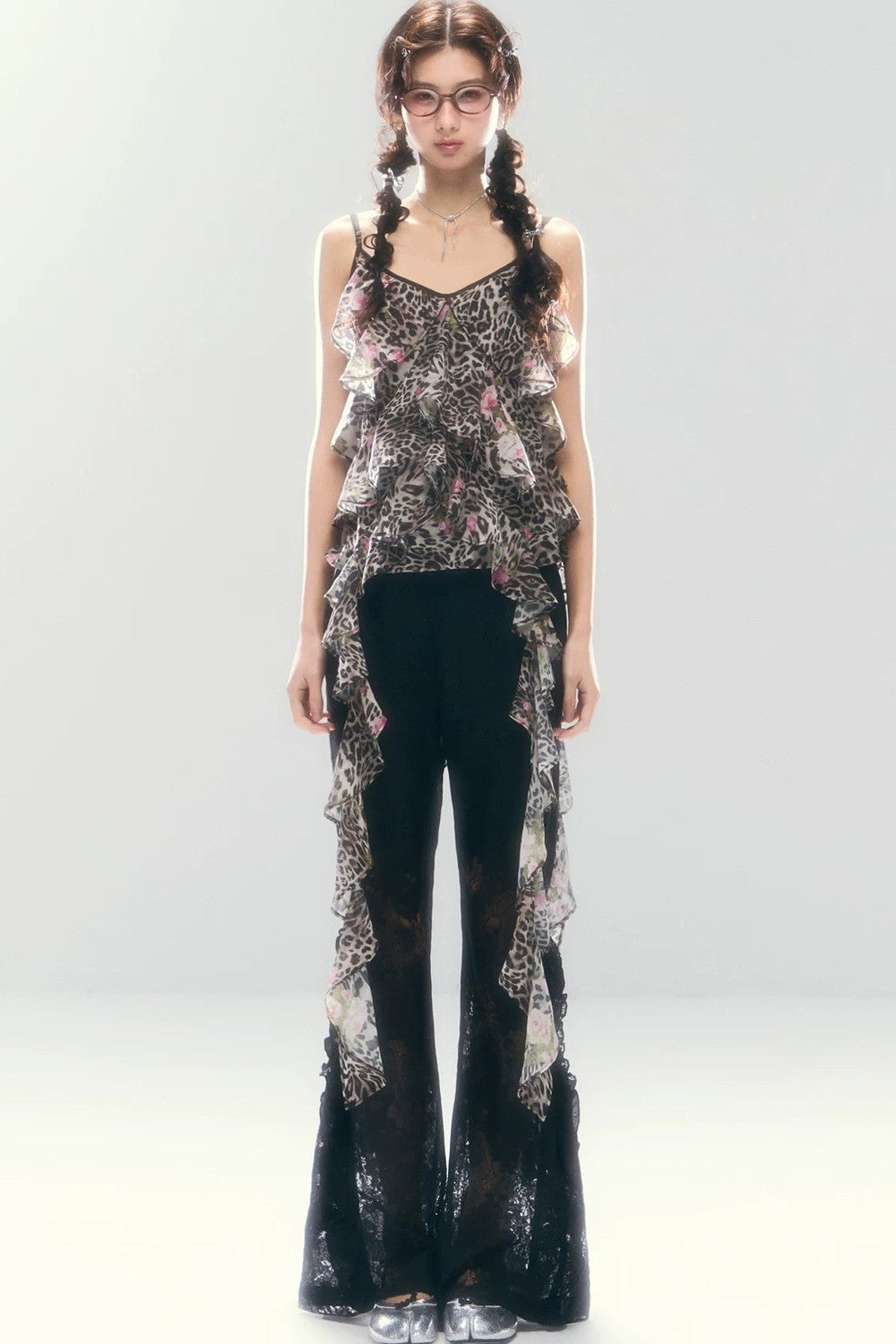 Leopard Print Irregular Chiffon Vest