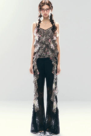 Leopard Print Irregular Chiffon Vest