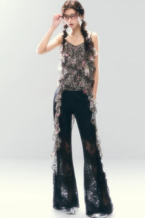 Leopard Print Irregular Chiffon Vest