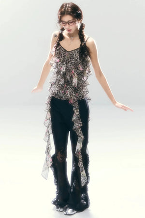 Leopard Print Irregular Chiffon Vest