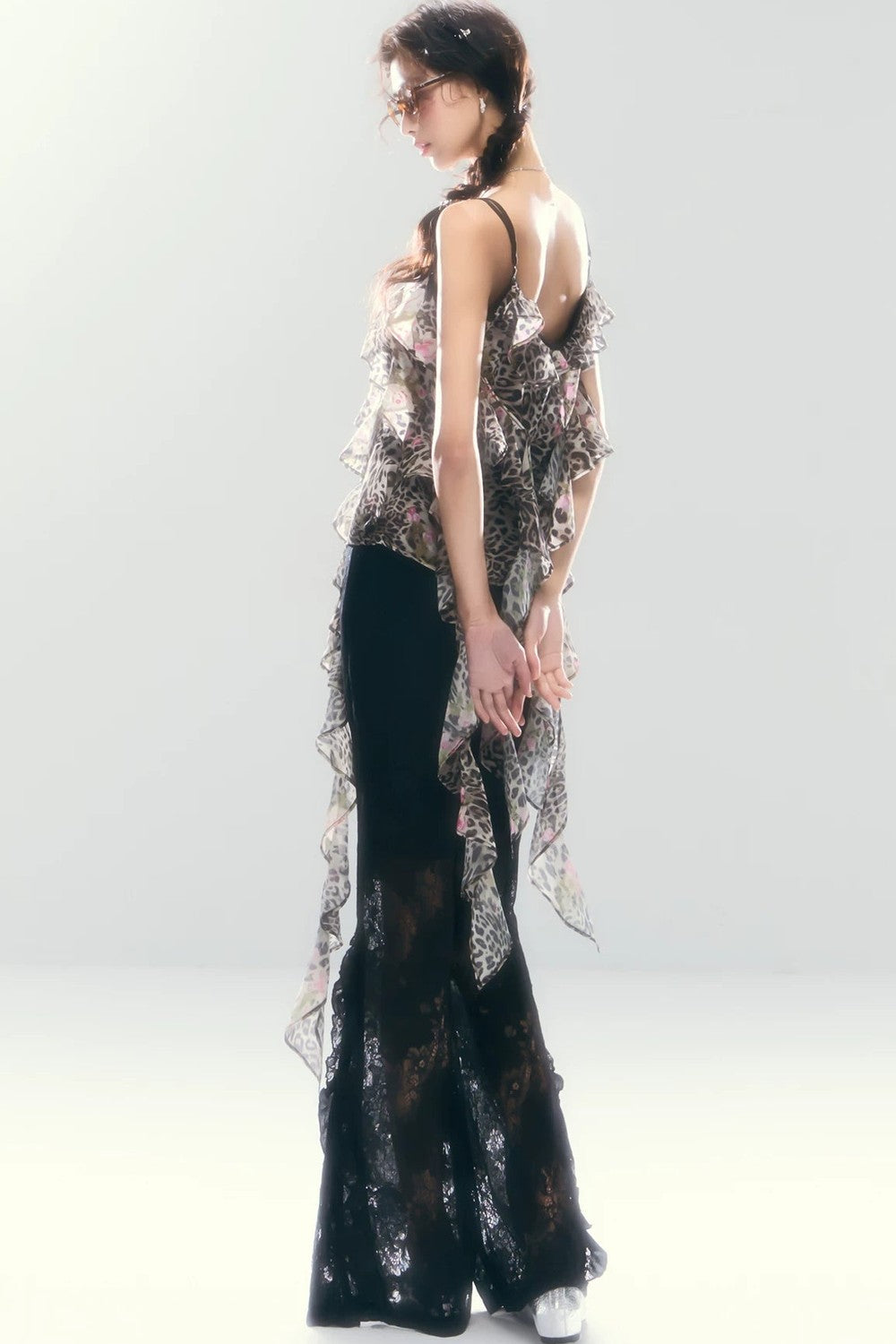 Leopard Print Irregular Chiffon Vest
