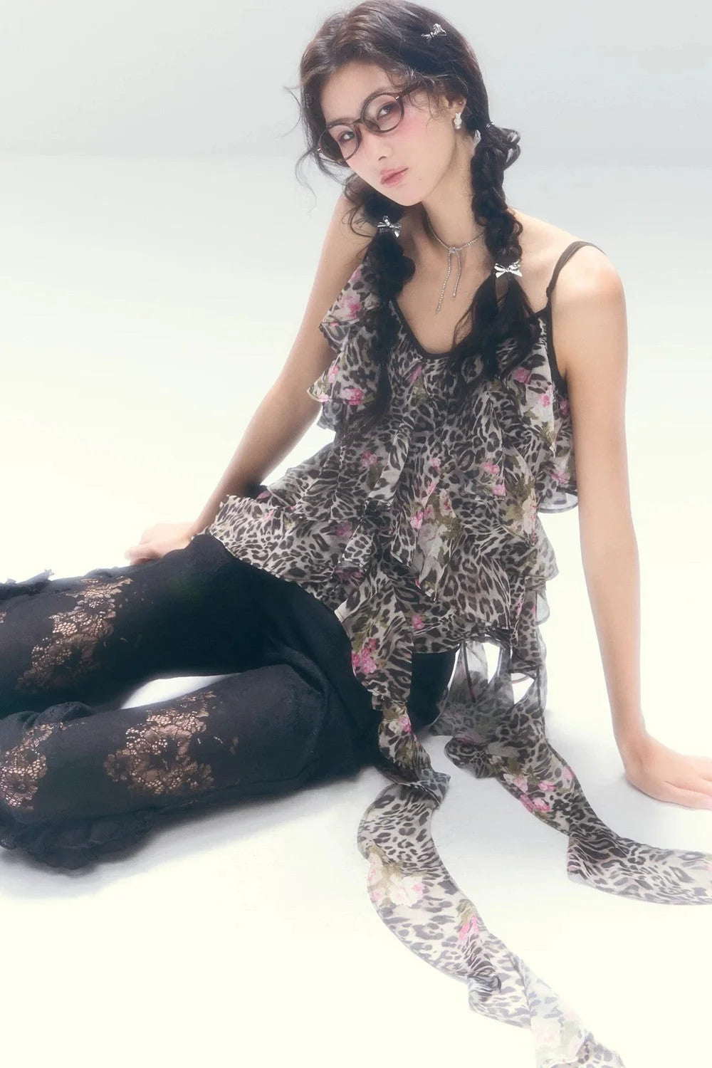 Leopard Print Irregular Chiffon Vest