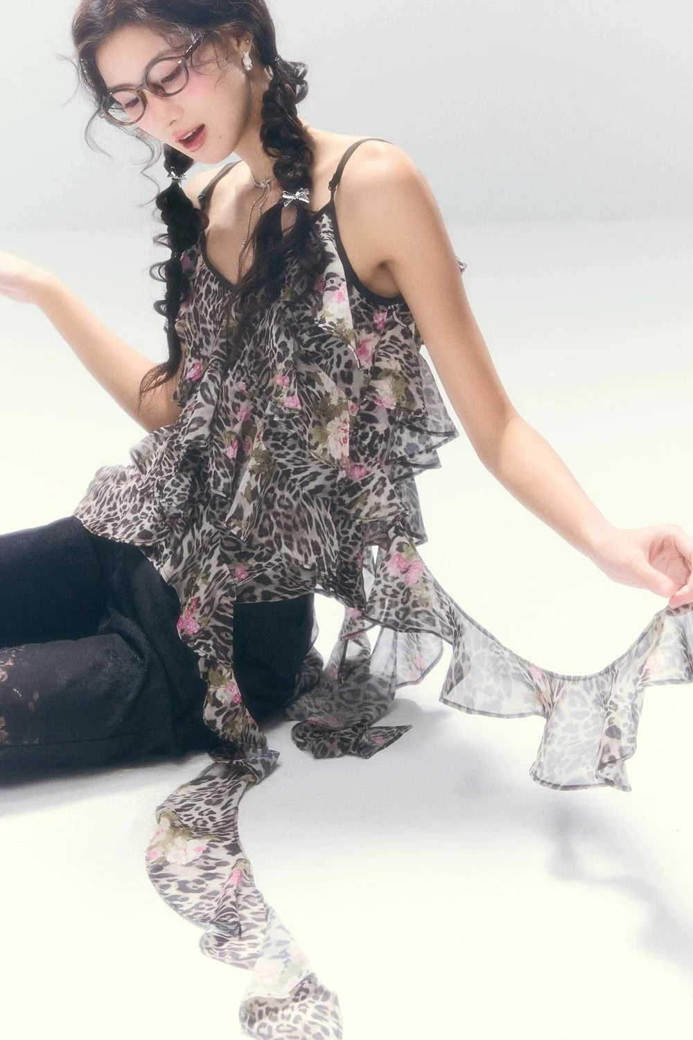Leopard Print Irregular Chiffon Vest