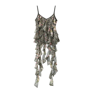 Leopard Print Irregular Chiffon Vest