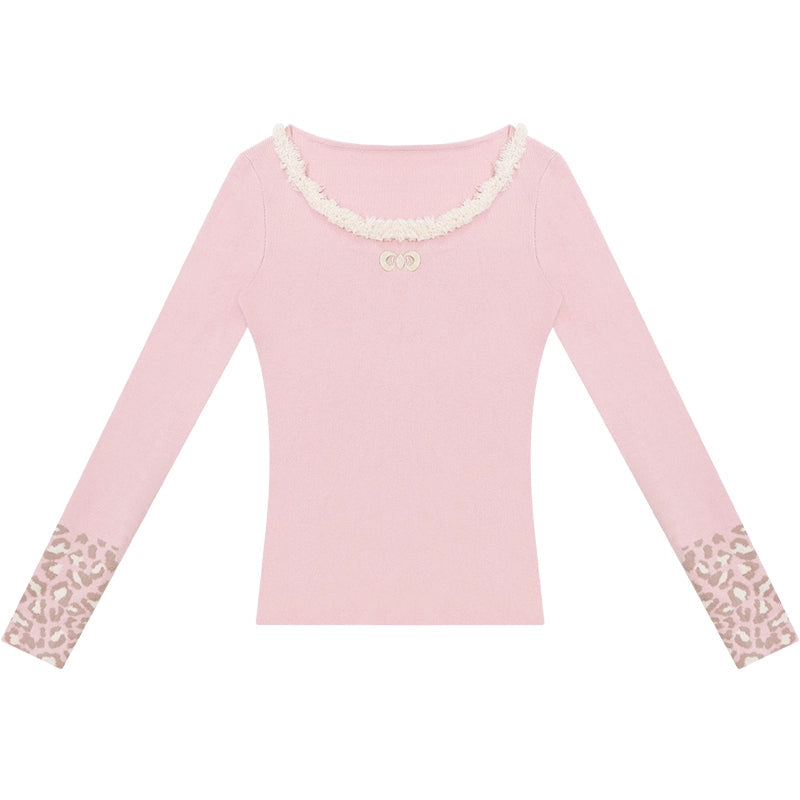 Leopard Print Knitted Sweater