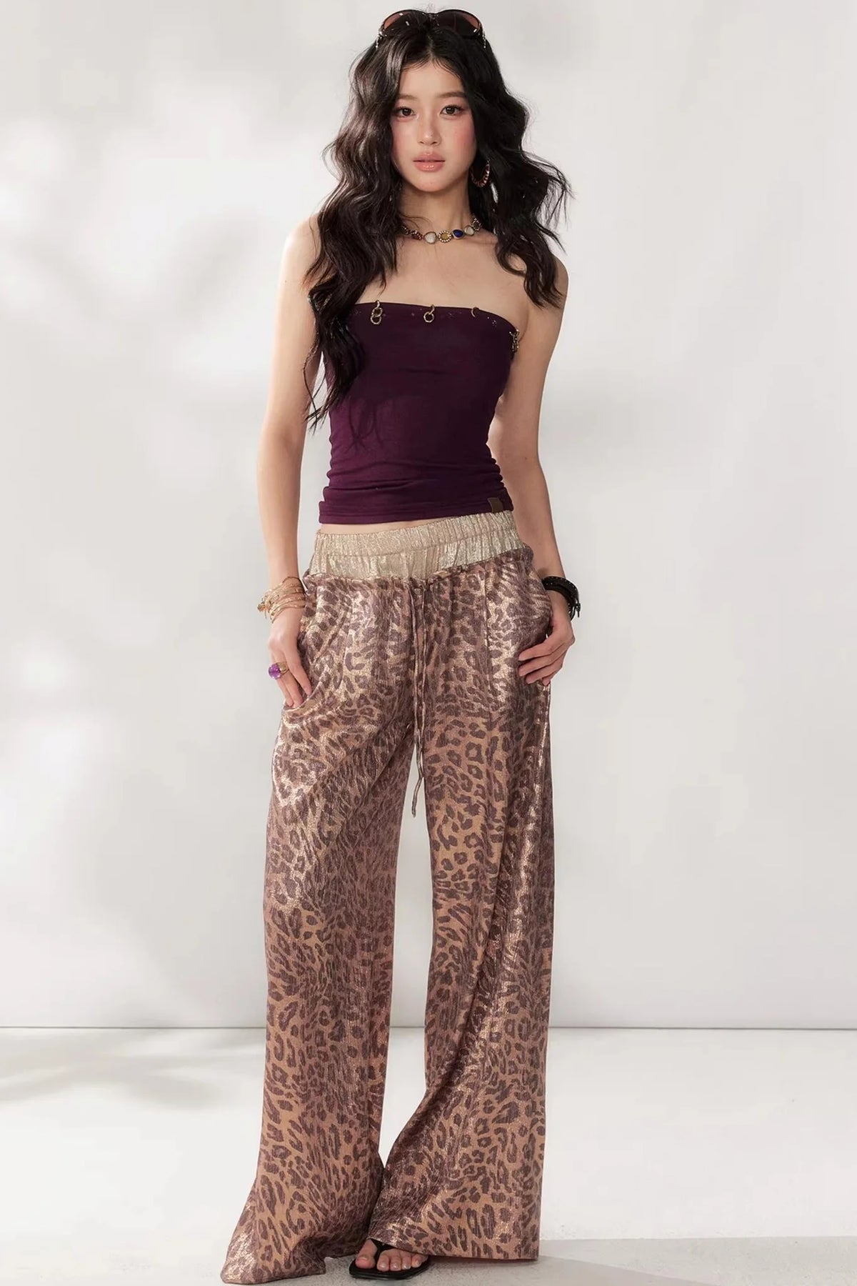 Leopard Print Wide-Leg Pants