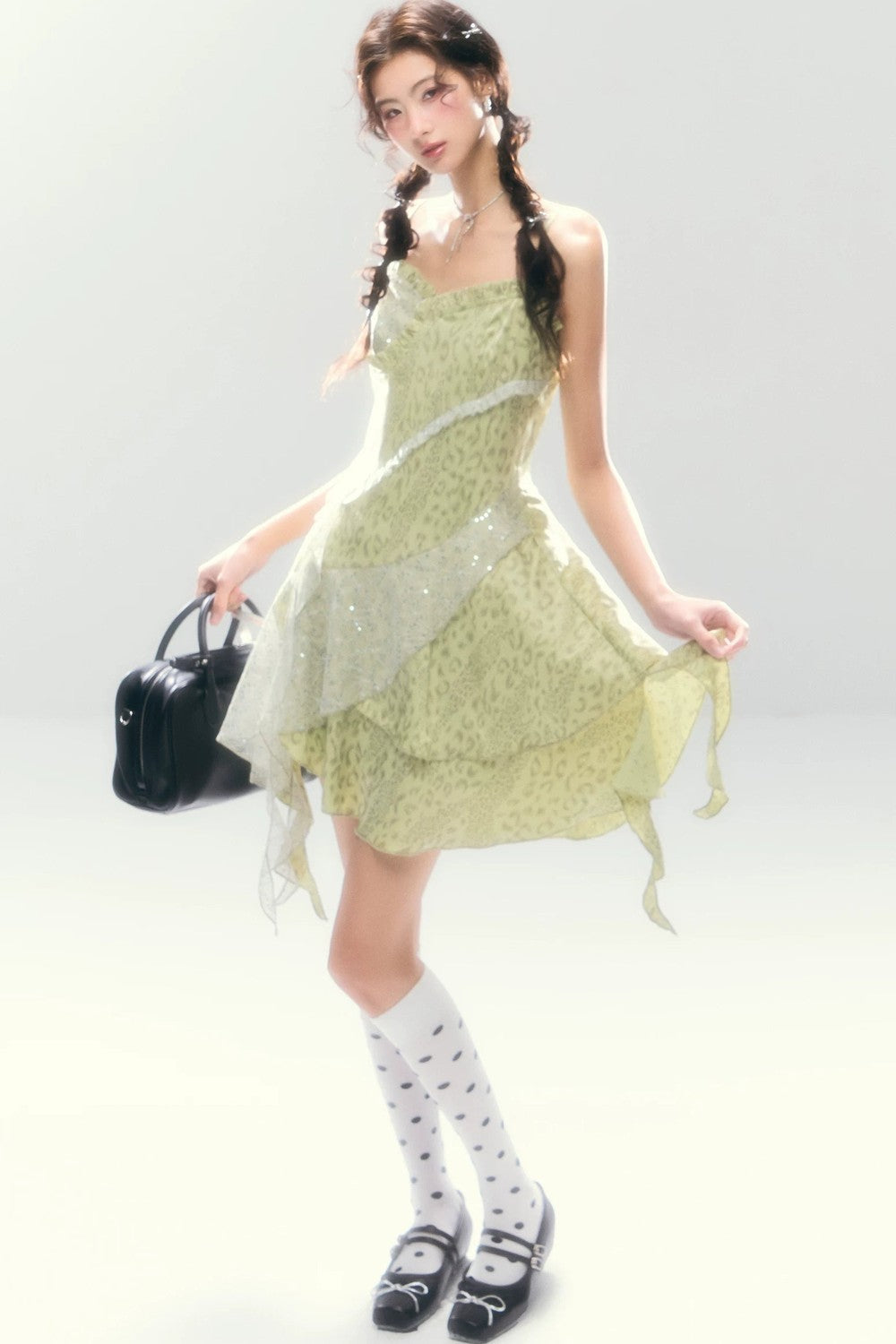 Leopard Sequin Slip Dress