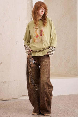 Leopard Split Wide Leg Pants