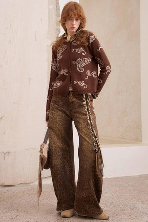 Leopard Split Wide Leg Pants