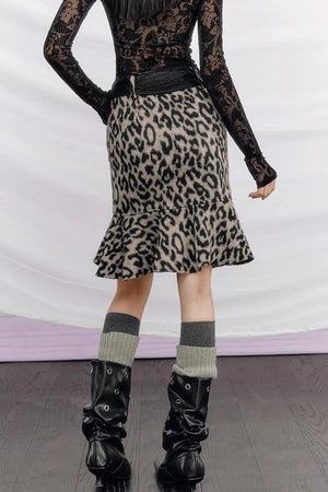 Leopard Wool Patchwork Skirt