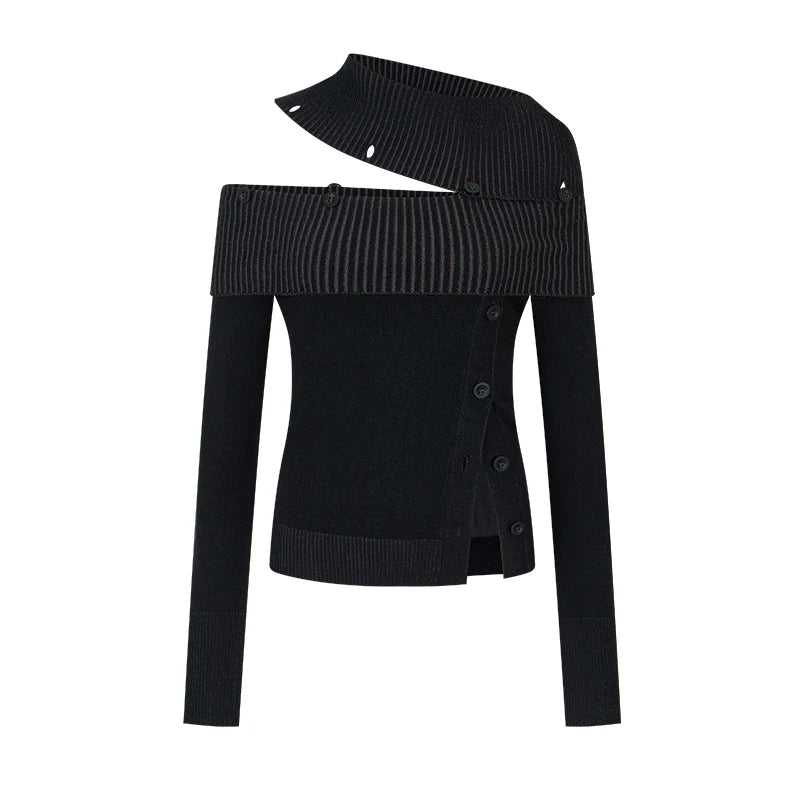 Light And Shadow One-shoulder Top