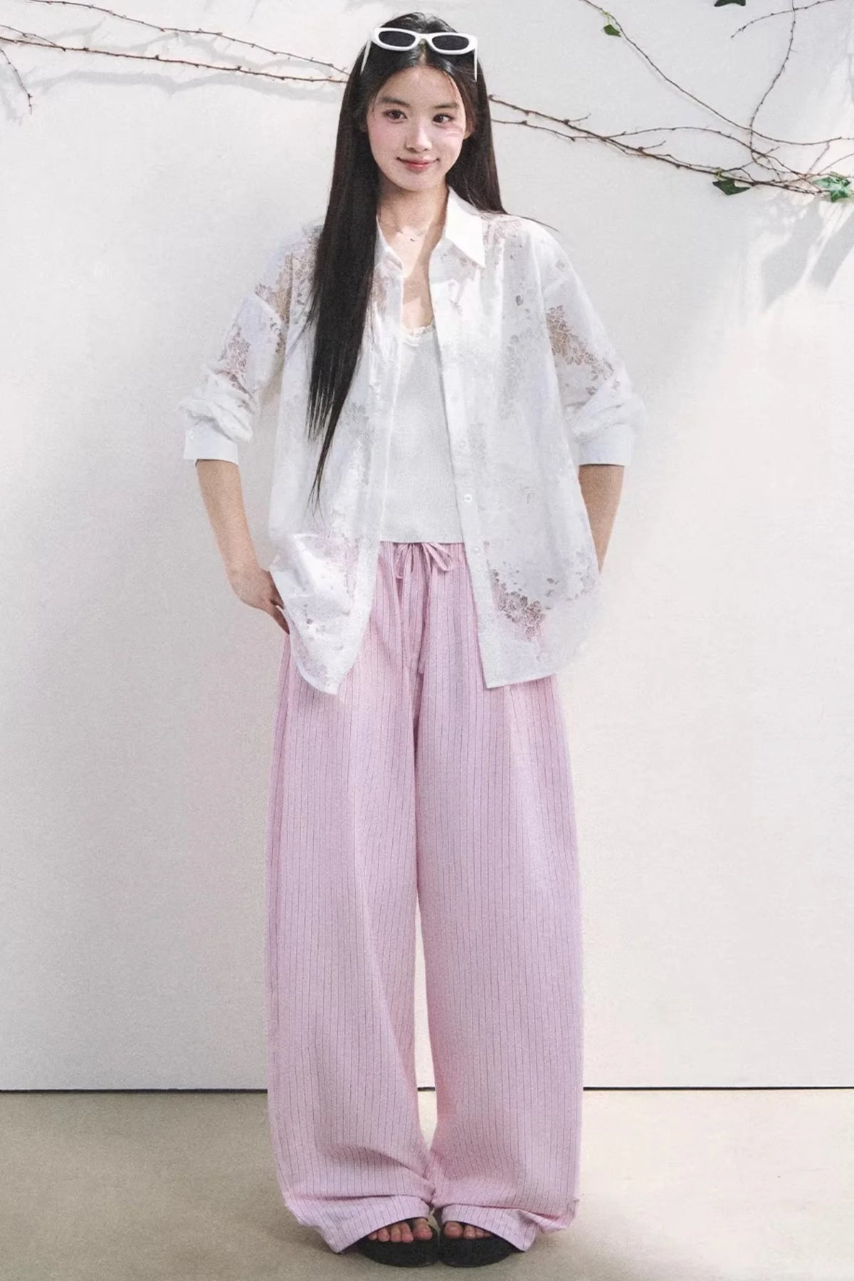 Light Berry Striped Pants