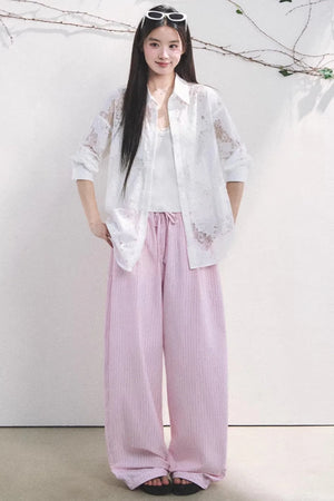 Light Berry Striped Pants