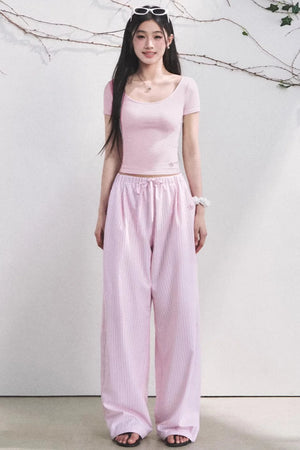 Light Berry Striped Pants