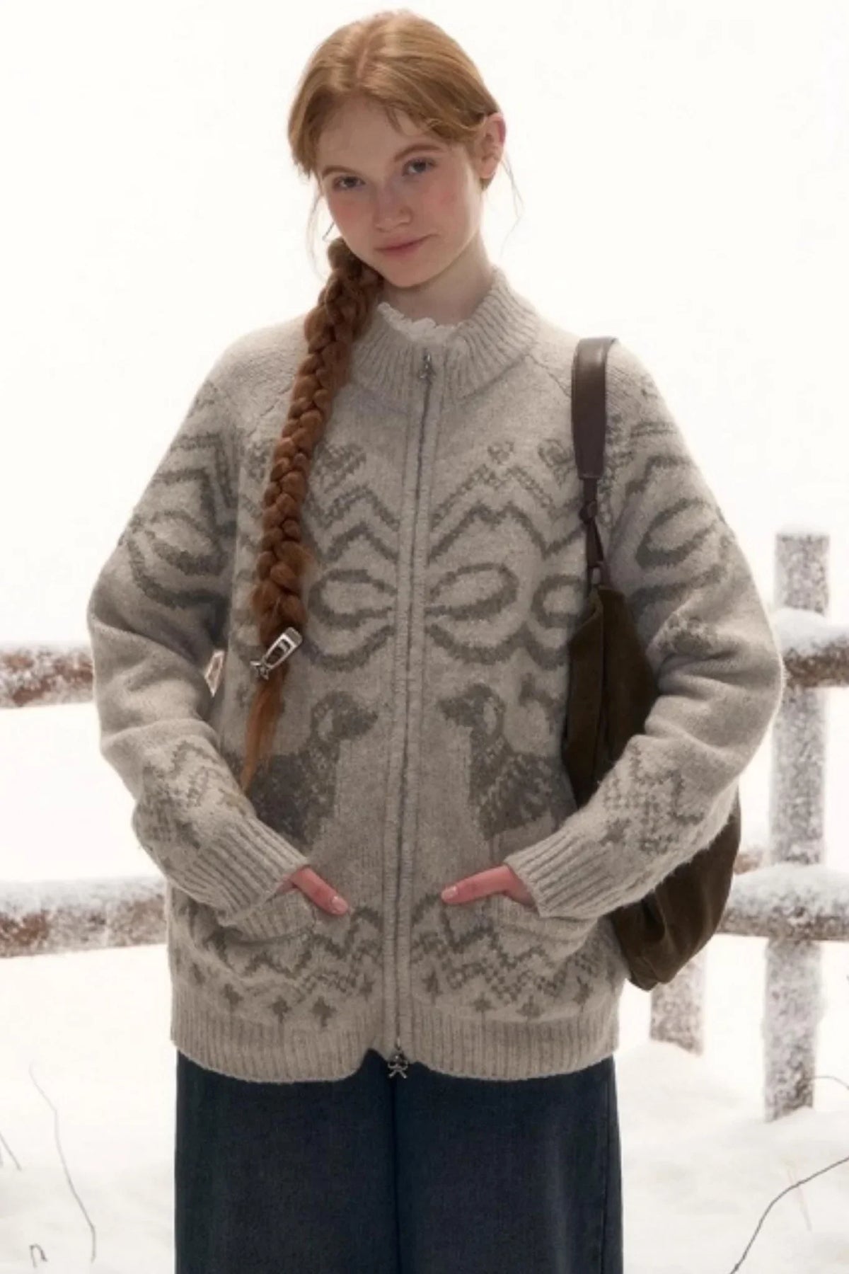 Light Bow-Knot Knit Cardigan Set-Up