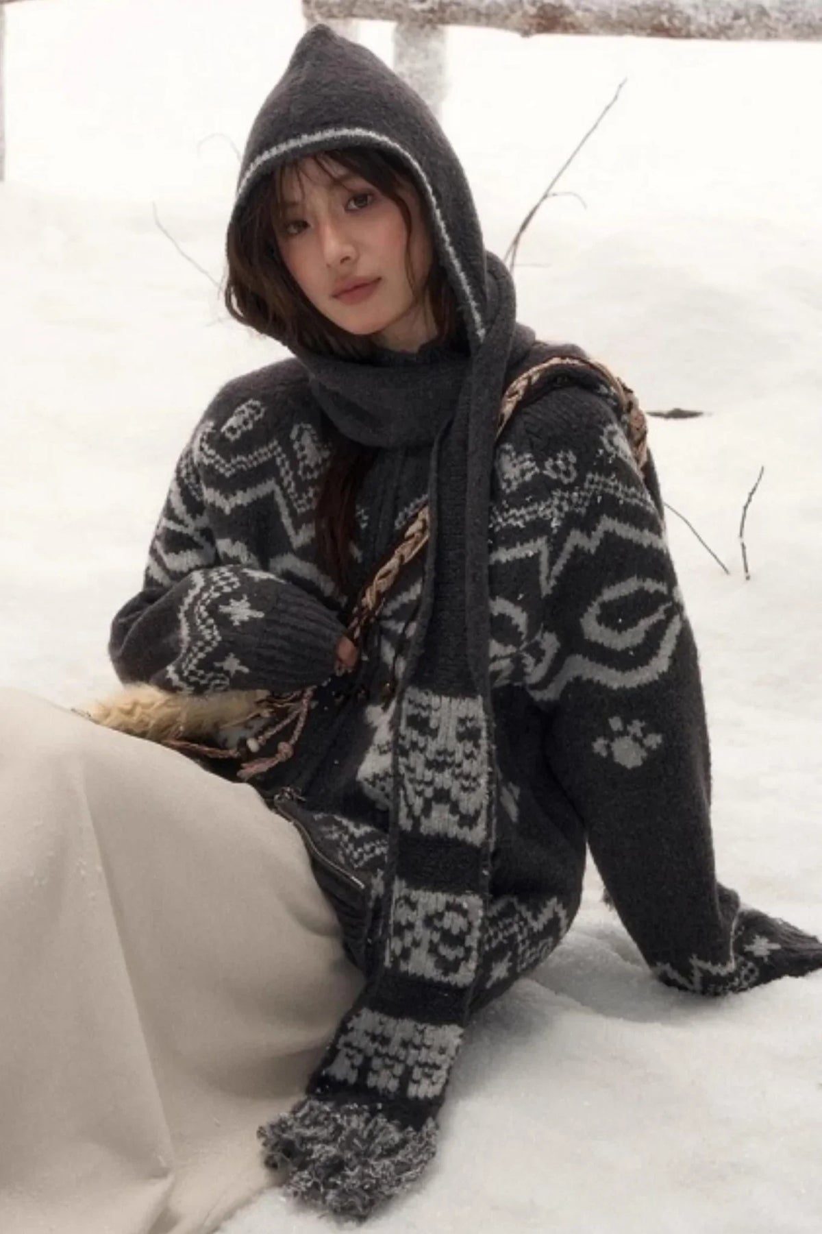 Light Bow-Knot Knit Cardigan Set-Up