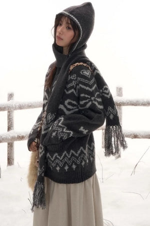 Light Bow-Knot Knit Cardigan Set-Up