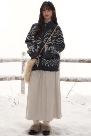 Light Bow-Knot Knit Cardigan Set-Up