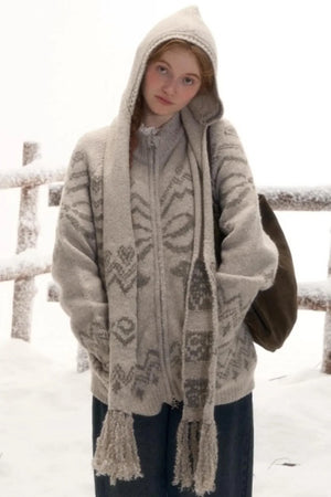 Light Bow-Knot Knit Cardigan Set-Up