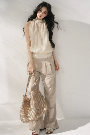 Light-Colored Wide-Leg Pants