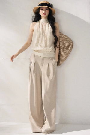 Light-Colored Wide-Leg Pants