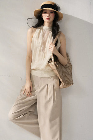 Light-Colored Wide-Leg Pants