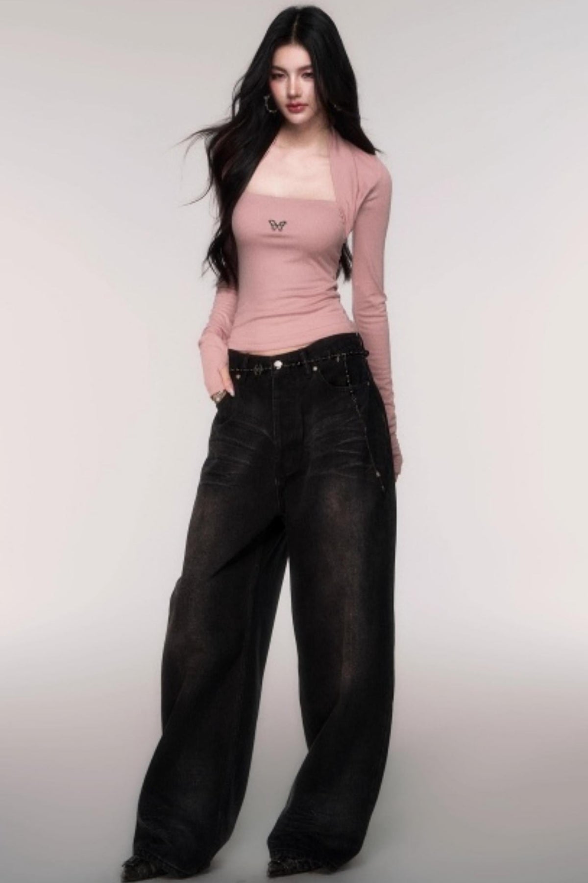 Light Distressed High-Waisted Jeans