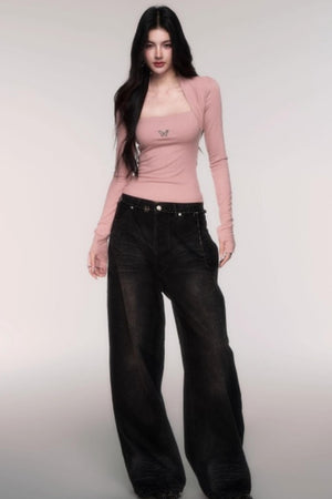 Light Distressed High-Waisted Jeans