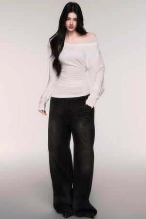 Light Distressed High-Waisted Jeans