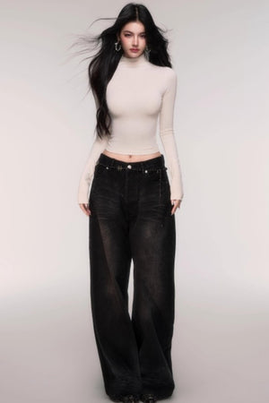 Light Distressed High-Waisted Jeans