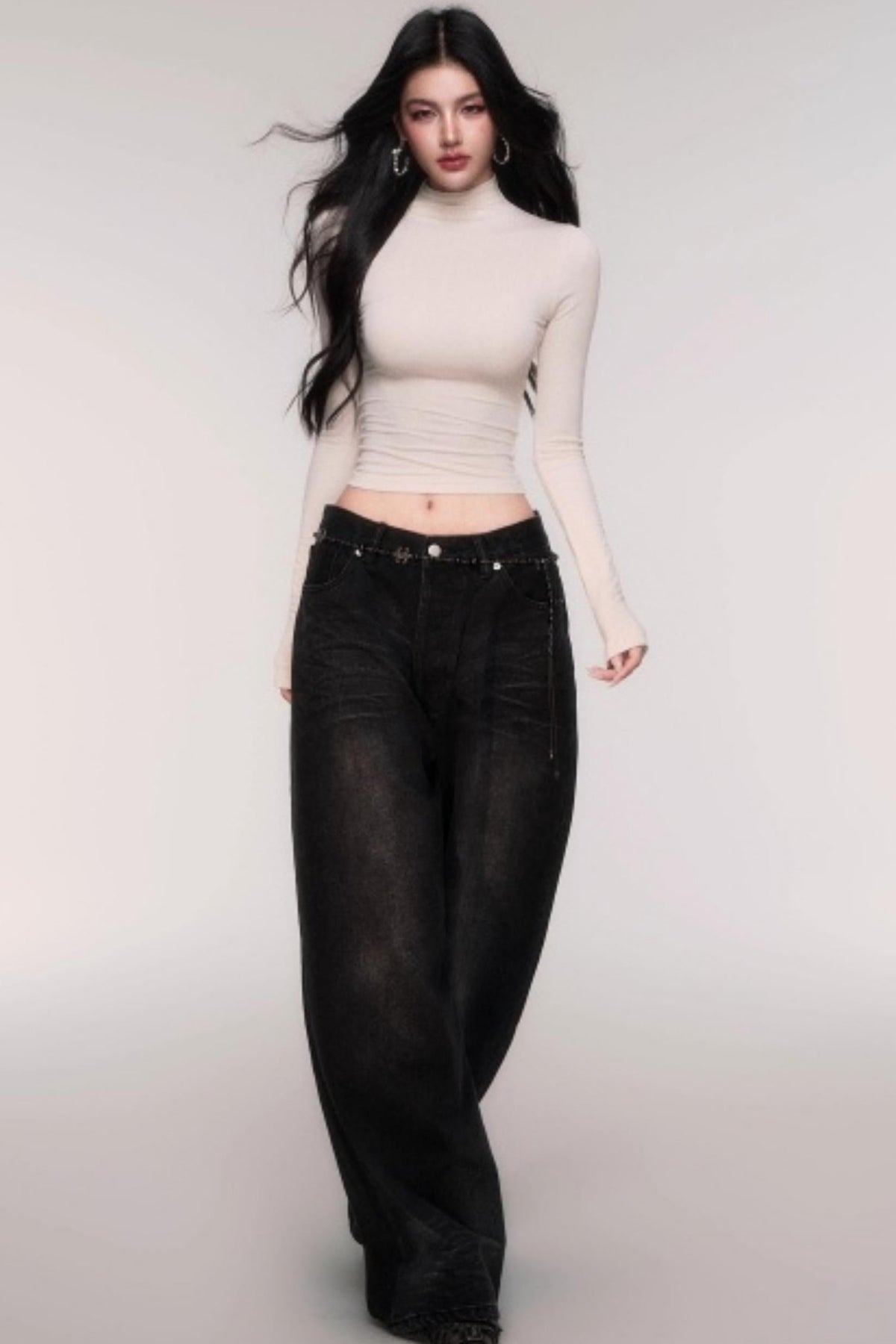 Light Distressed High-Waisted Jeans