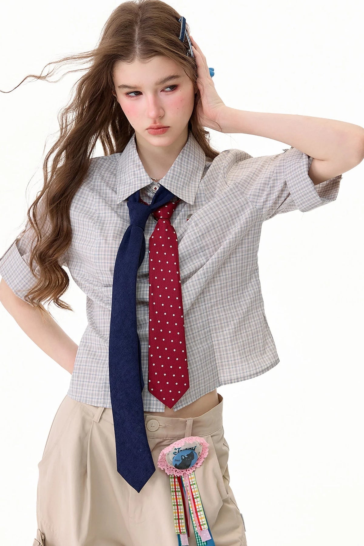 Light Gray Plaid Short Sleeve Shirt
