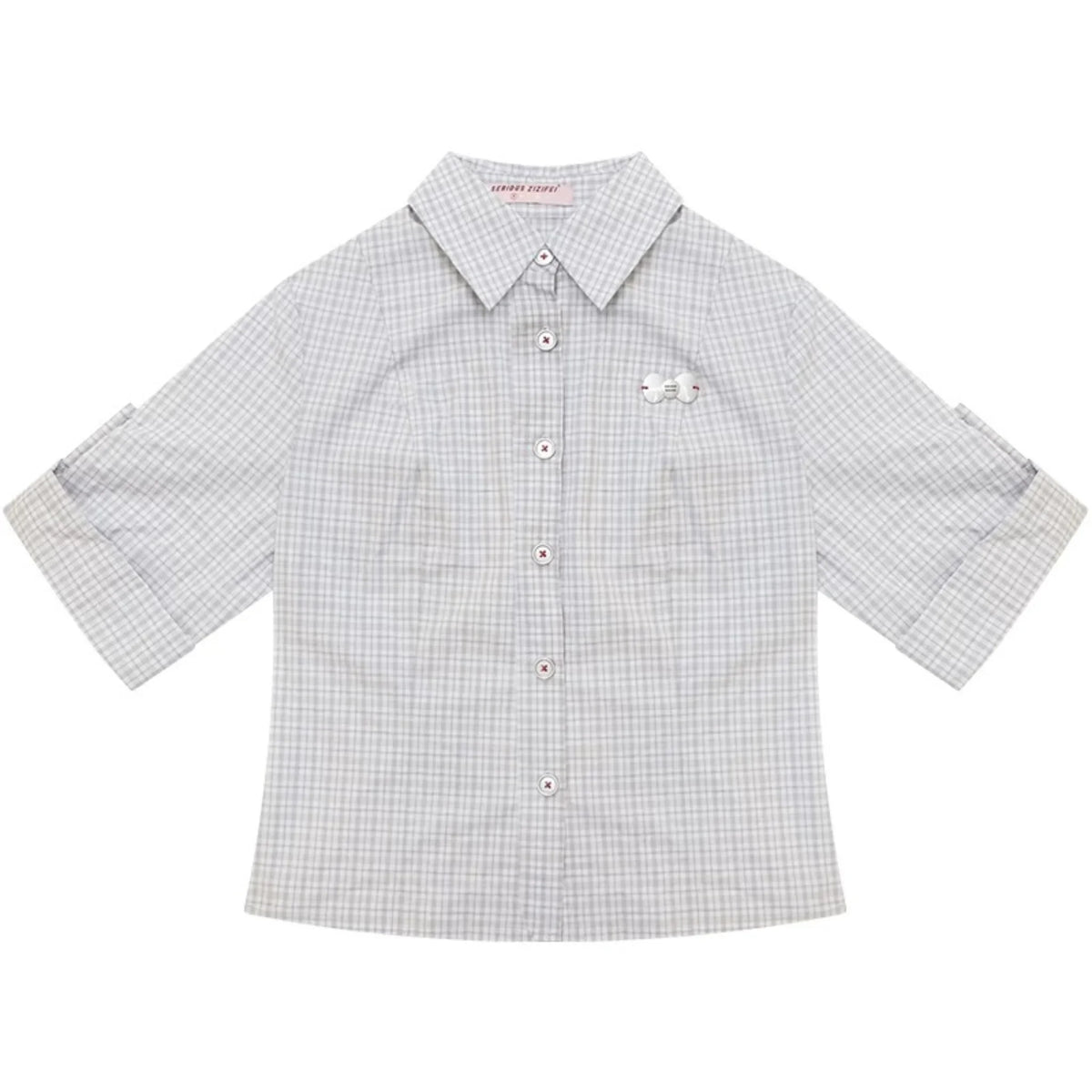 Light Gray Plaid Short Sleeve Shirt