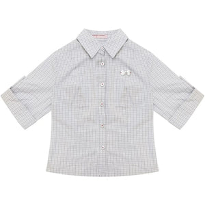 Light Gray Plaid Short Sleeve Shirt