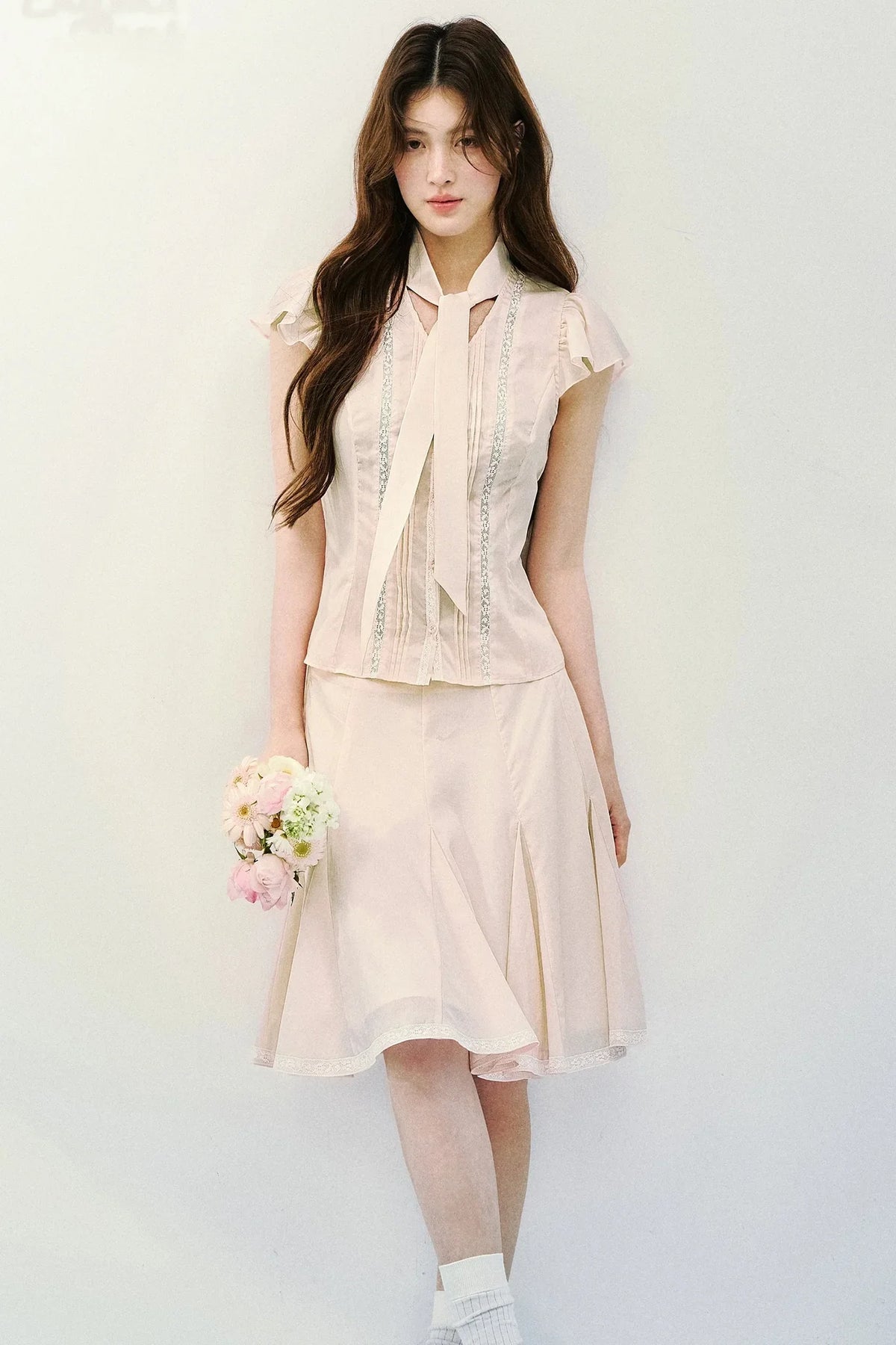 Light Mist Mulberry Silk Blouse Set-Up