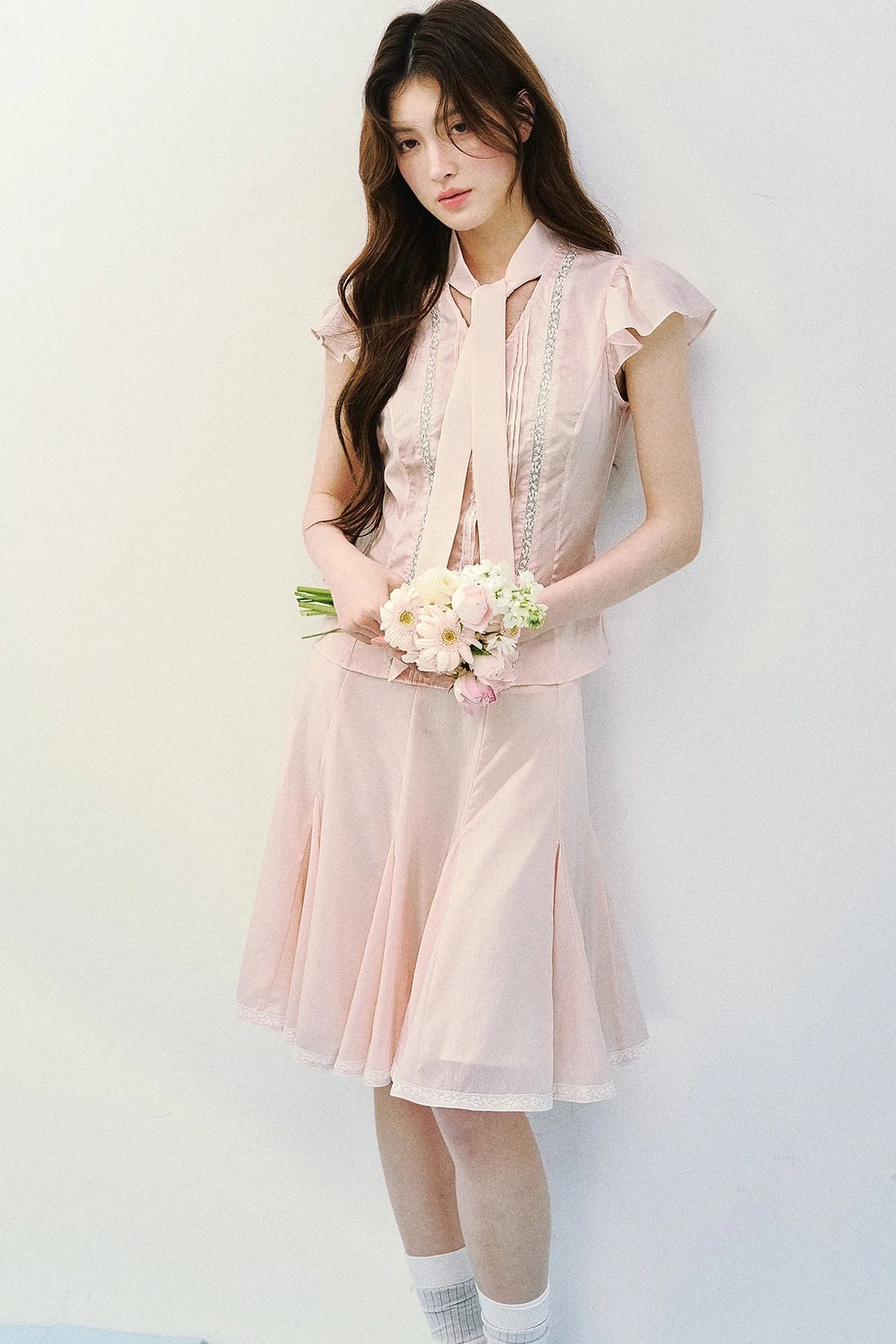 Light Mist Mulberry Silk Blouse Set-Up