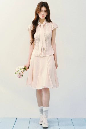 Light Mist Mulberry Silk Blouse Set-Up