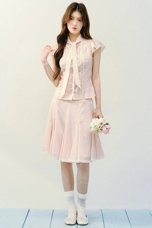 Light Mist Mulberry Silk Blouse Set-Up