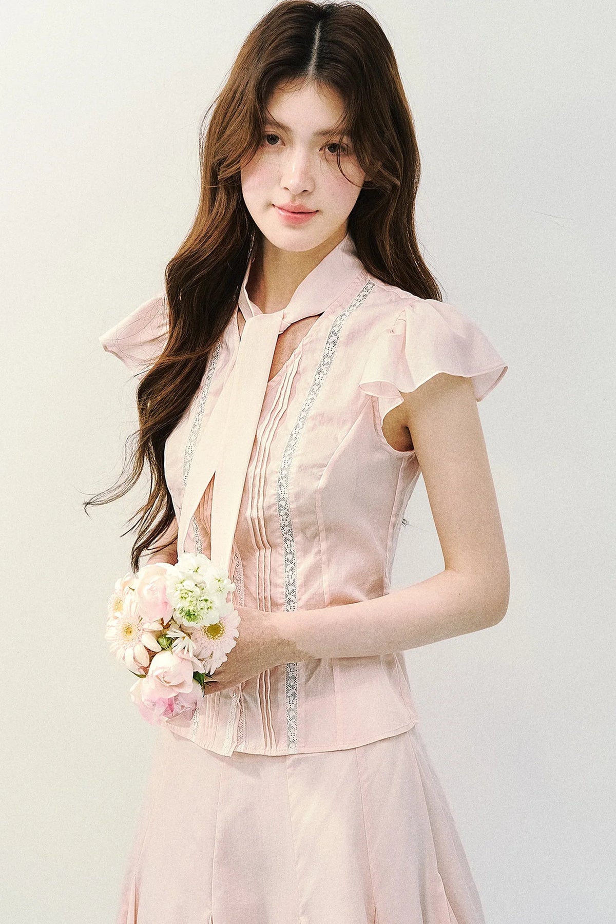 Light Mist Mulberry Silk Blouse Set-Up
