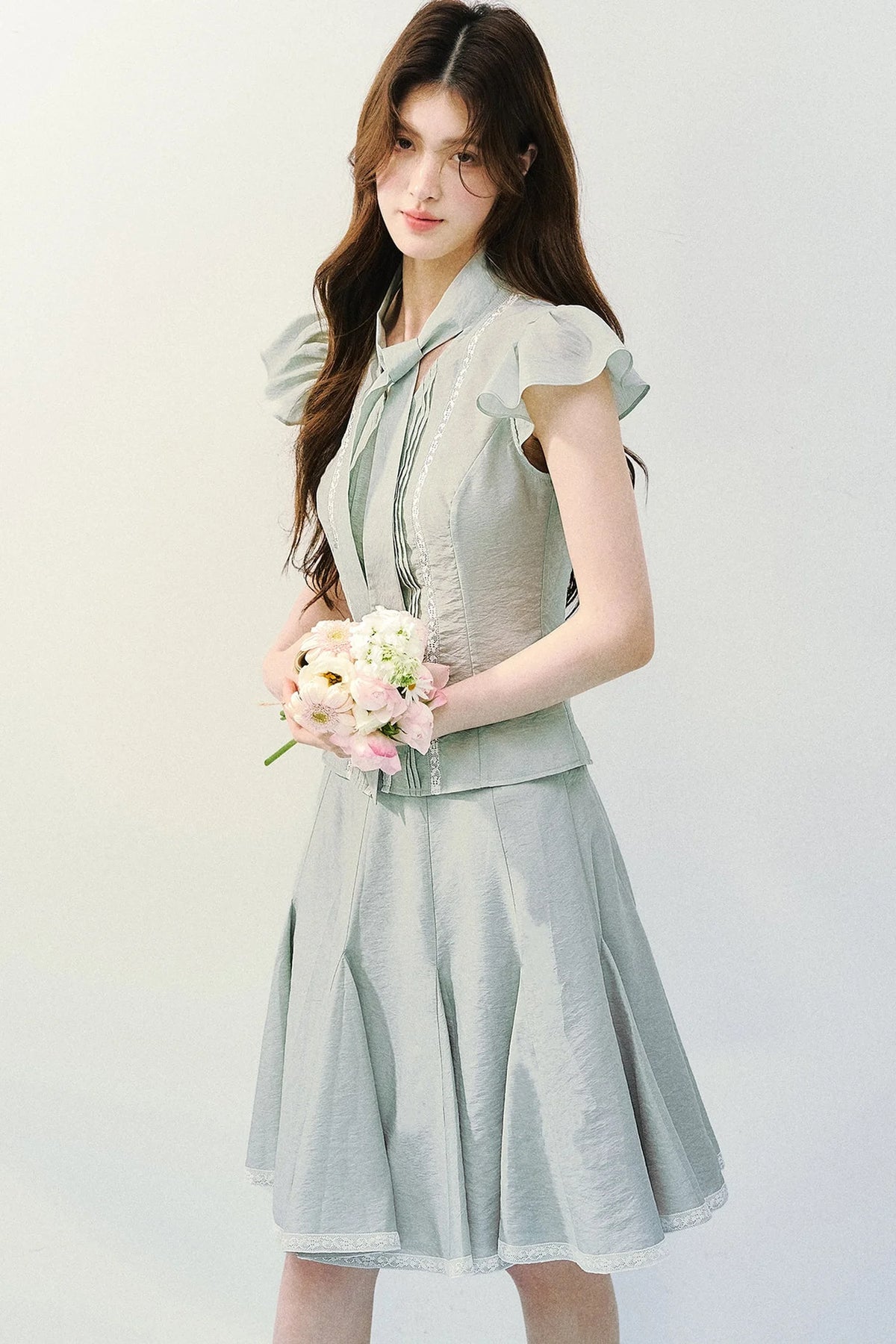 Light Mist Mulberry Silk Blouse Set-Up