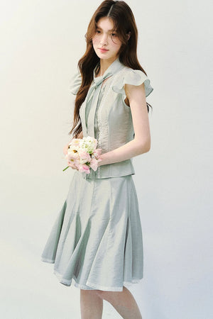 Light Mist Mulberry Silk Blouse Set-Up